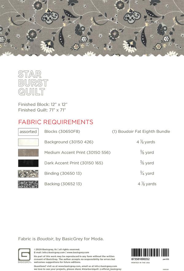 STAR BURST - BASICGREY Quilt Pattern 035 DIGITAL DOWNLOAD - Image 2
