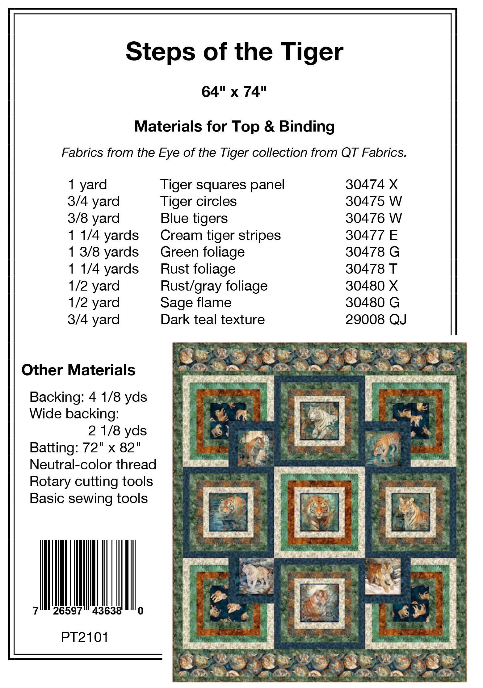 STEPS OF THE TIGER - Pine Tree Country Quilts Pattern - DIGITAL DOWNLOAD - Image 2