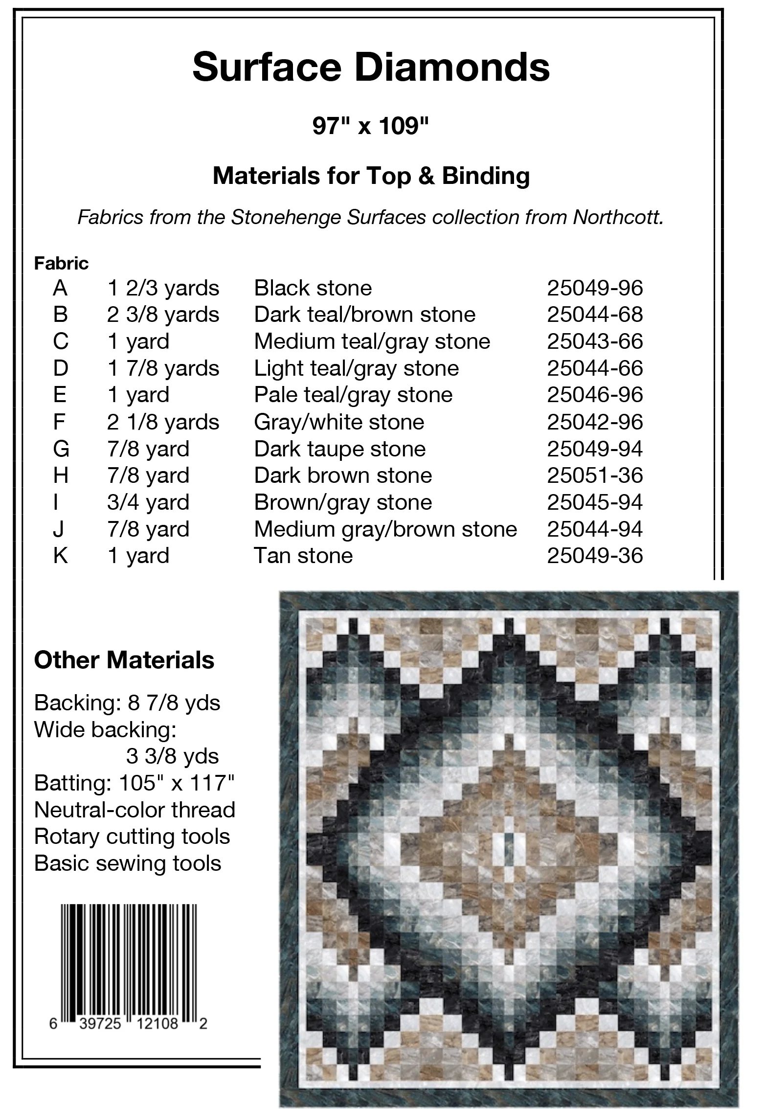 SURFACE DIAMONDS - Pine Tree Country Quilts Pattern - DIGITAL DOWNLOAD - Image 2