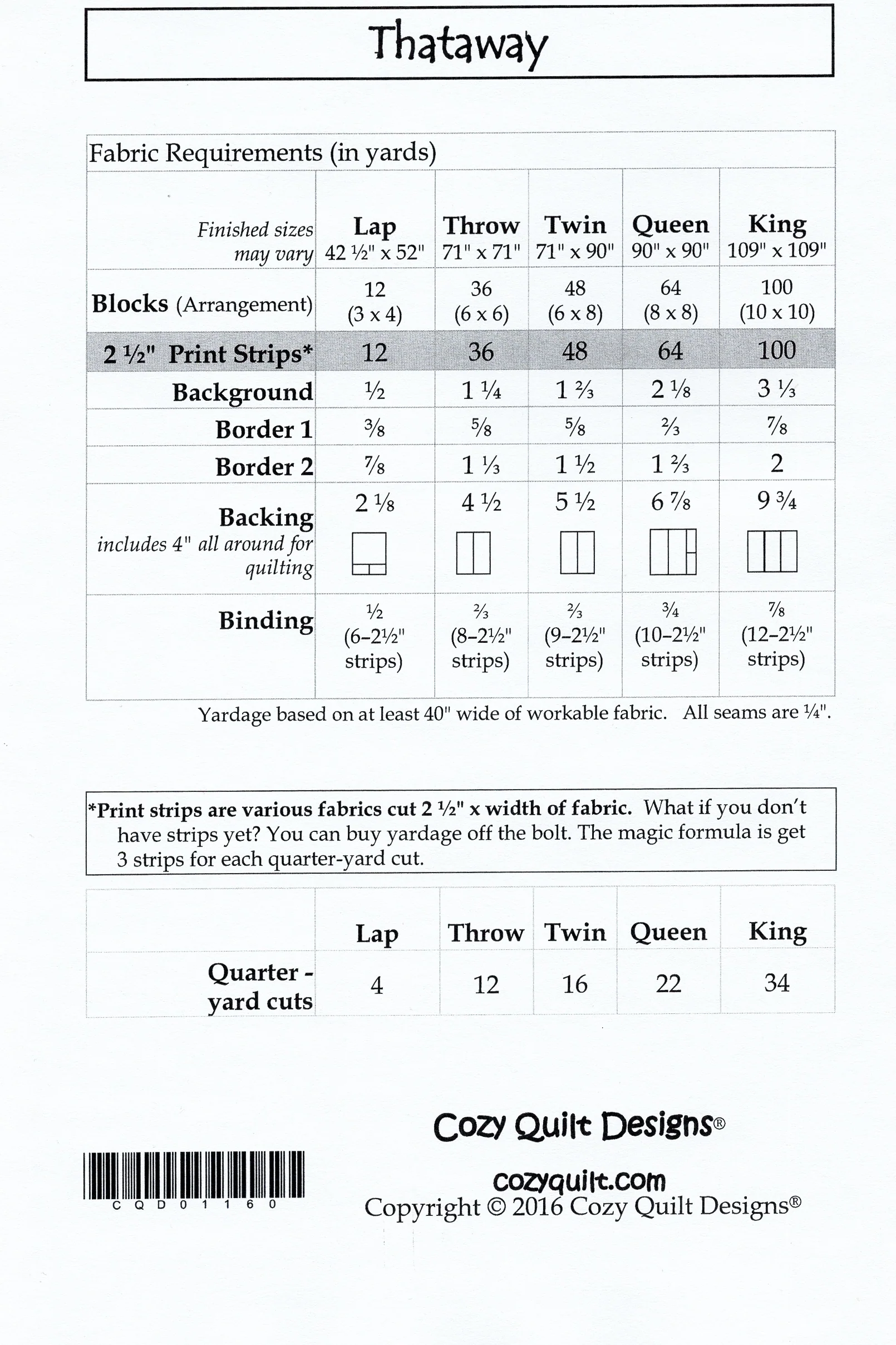 THATAWAY - Cozy Quilt Designs Pattern DIGITAL DOWNLOAD - Image 2