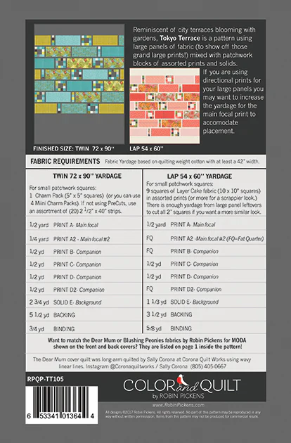 TOKYO TERRACE - Robin Pickens Quilt Pattern TT105 - Image 2