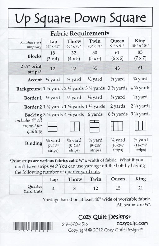 UP SQUARE DOWN SQUARE - Cozy Quilt Designs Pattern - Image 2