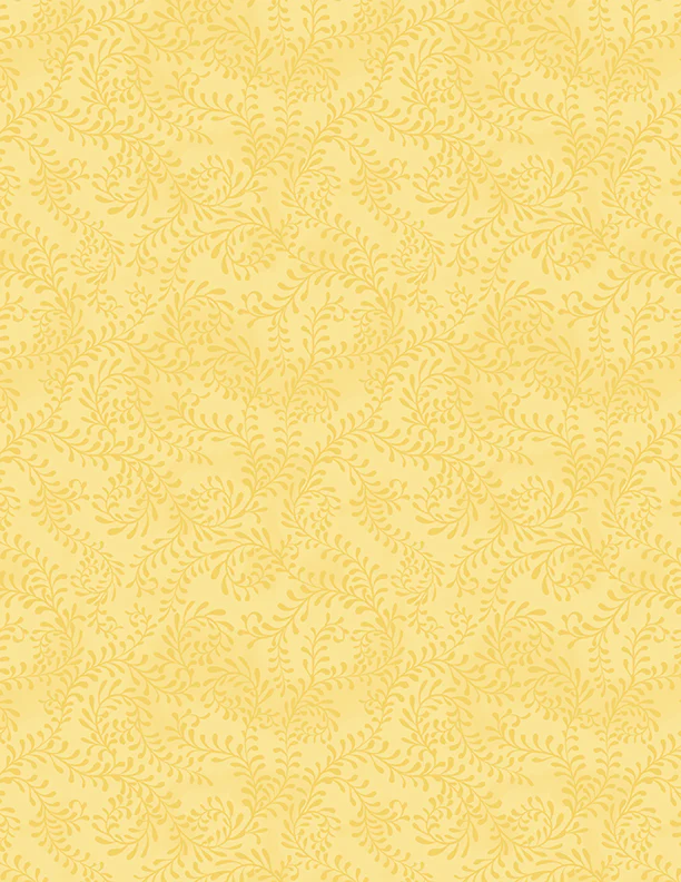 Wilmington Essentials 27650 555 Lemon Yellow Swirling Leaves By The Yard
