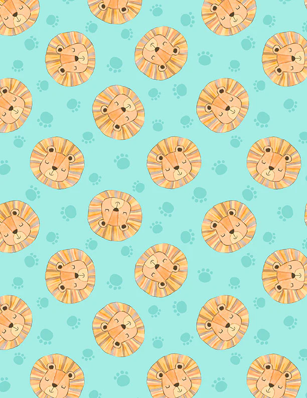 Wilmington Safari Snuggles 42032 787 Teal Lion Toss By The Yard
